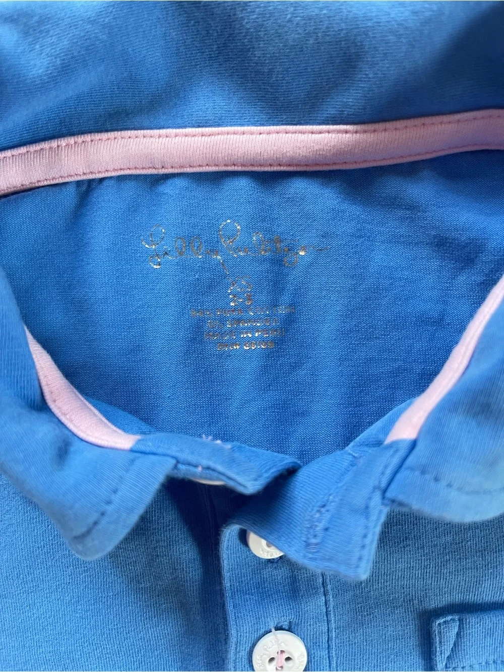 LILLY PULITZER VGUC Cornflower Blue Pima Cotton Pocket Polo Shirt